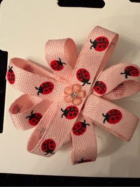Ladybug ribbon hair clip
